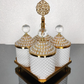 Gold and White Pearl 4 Pcs Spices Hammered Canister with Stand Set