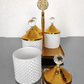 Gold and White 4 Pcs Spices Hammered Canister with Stand Set