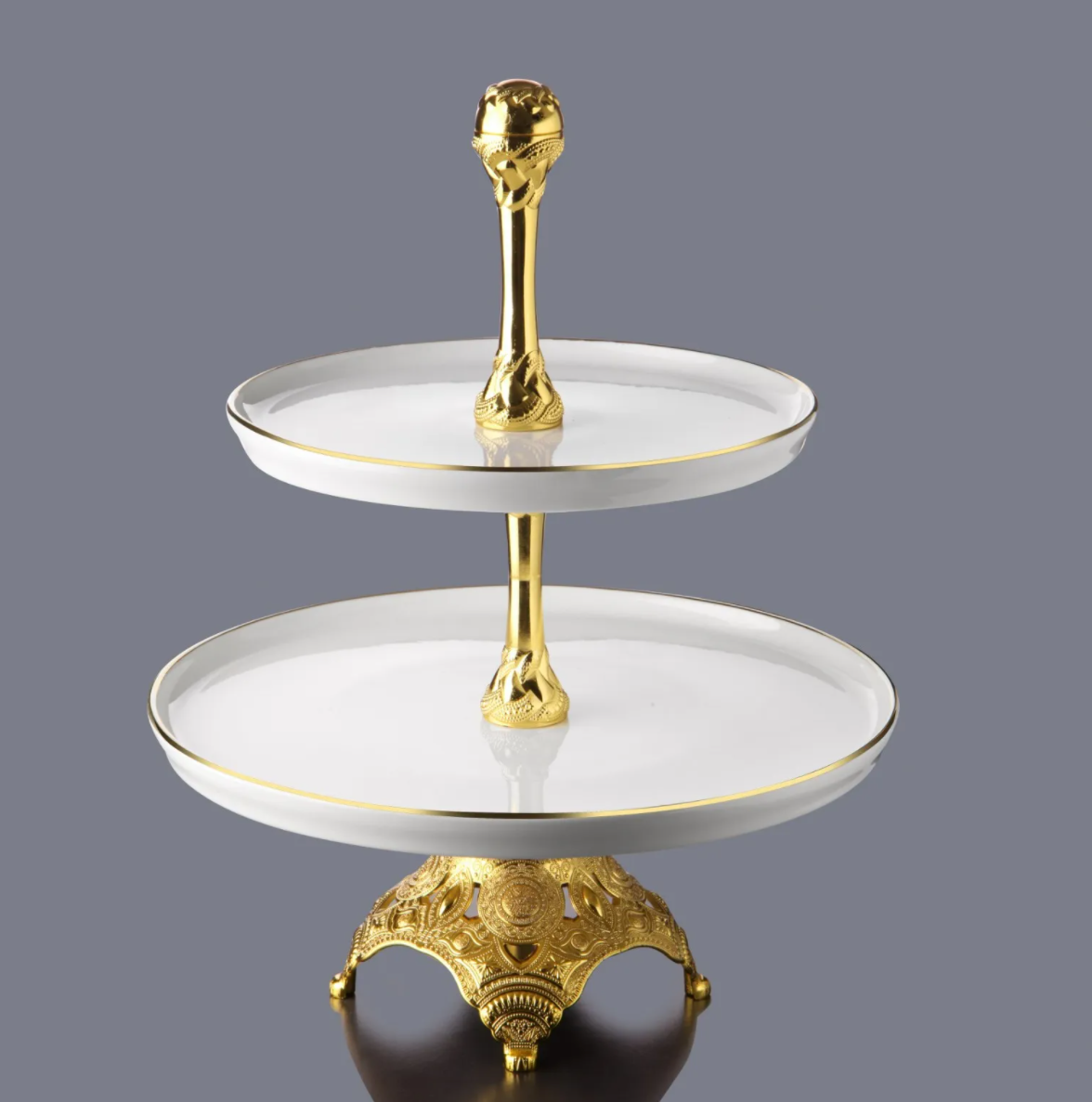 Gold and White Serving Tier