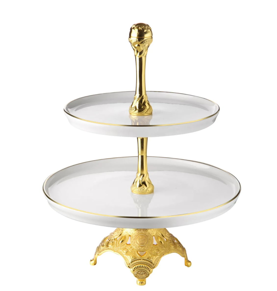 Gold and White Serving Tier