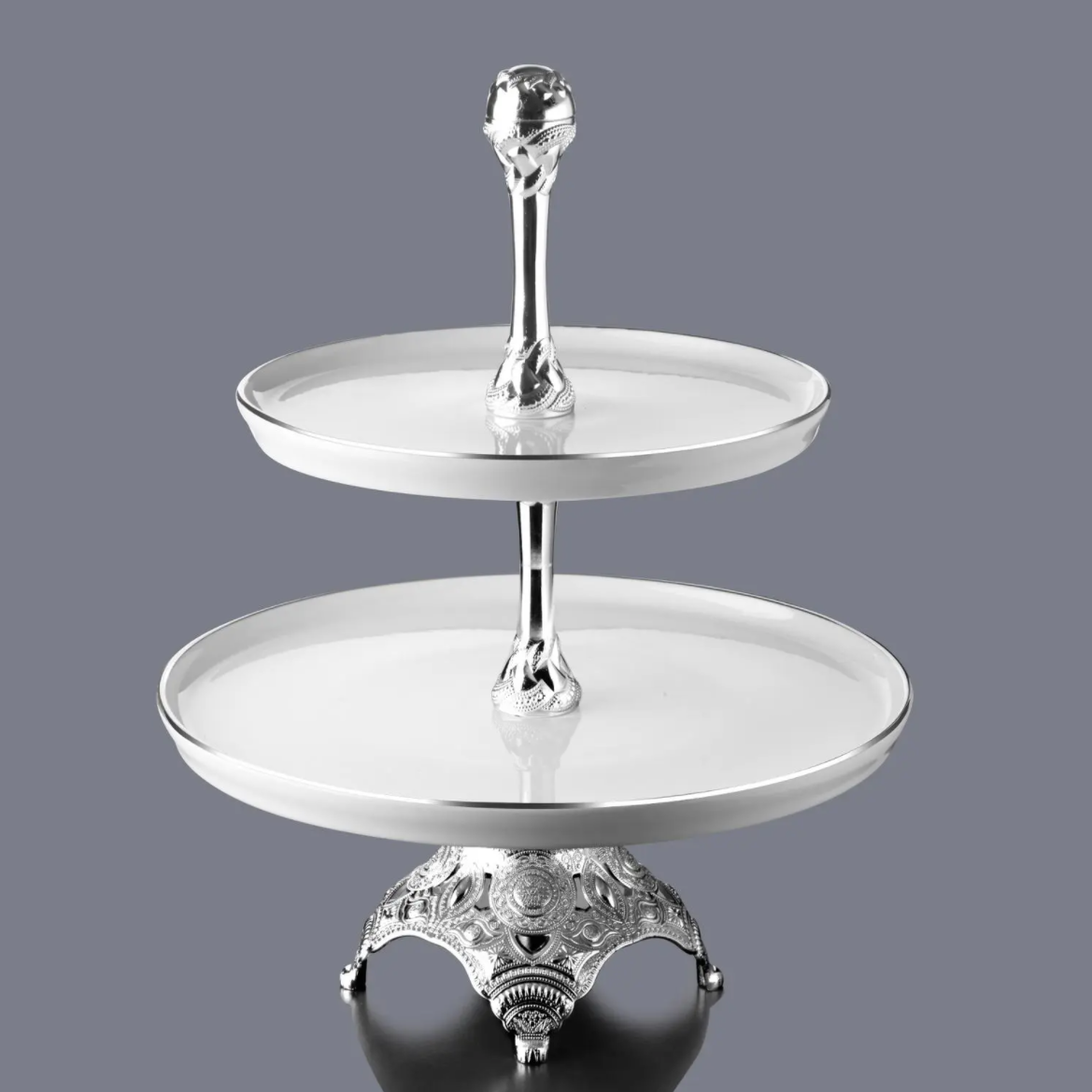 Silver and White Serving Tier