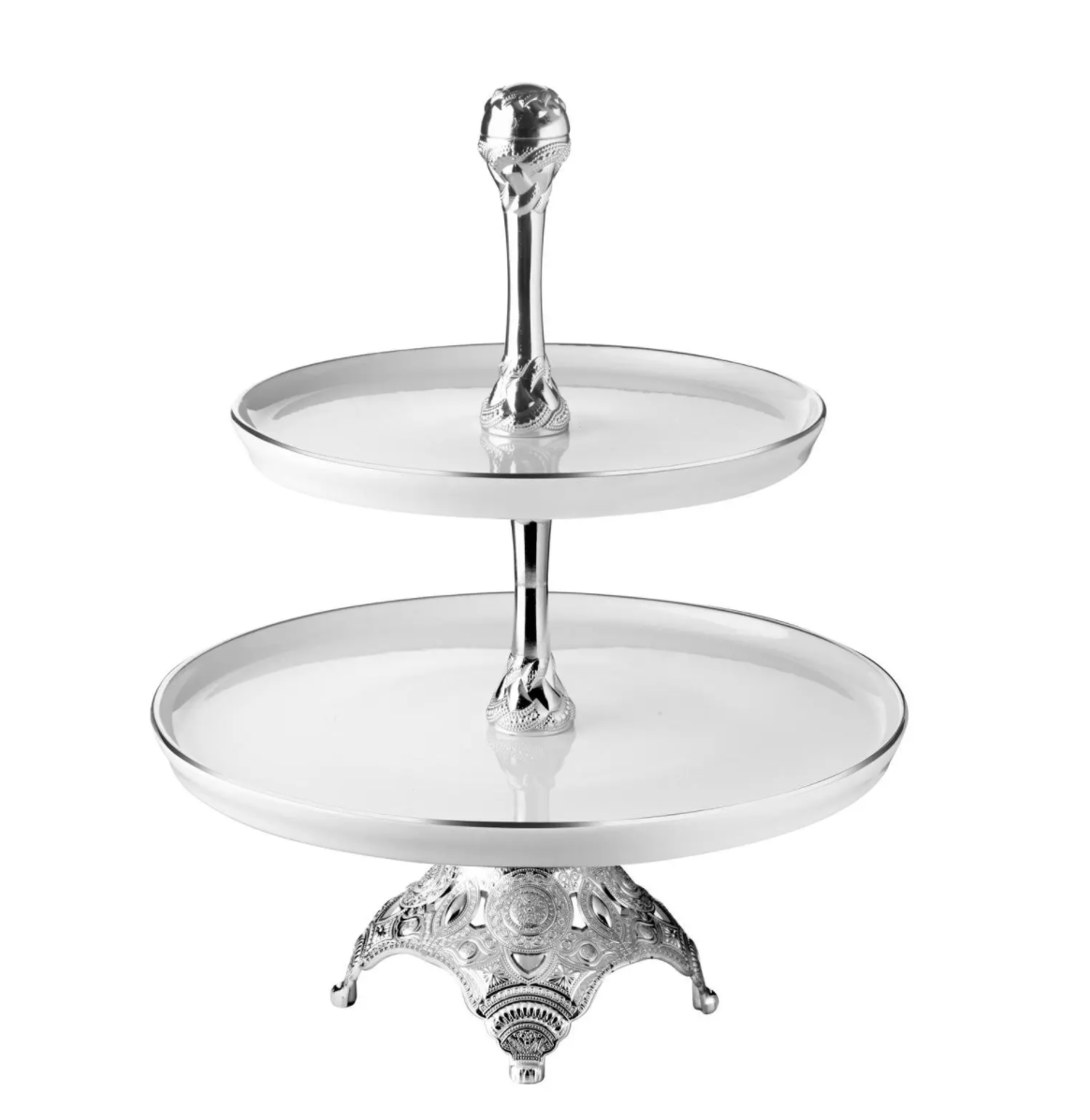 Silver and White Serving Tier