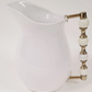 White Ceramic Pitcher with White and Gold Handle