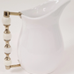 White Ceramic Pitcher with White and Gold Handle