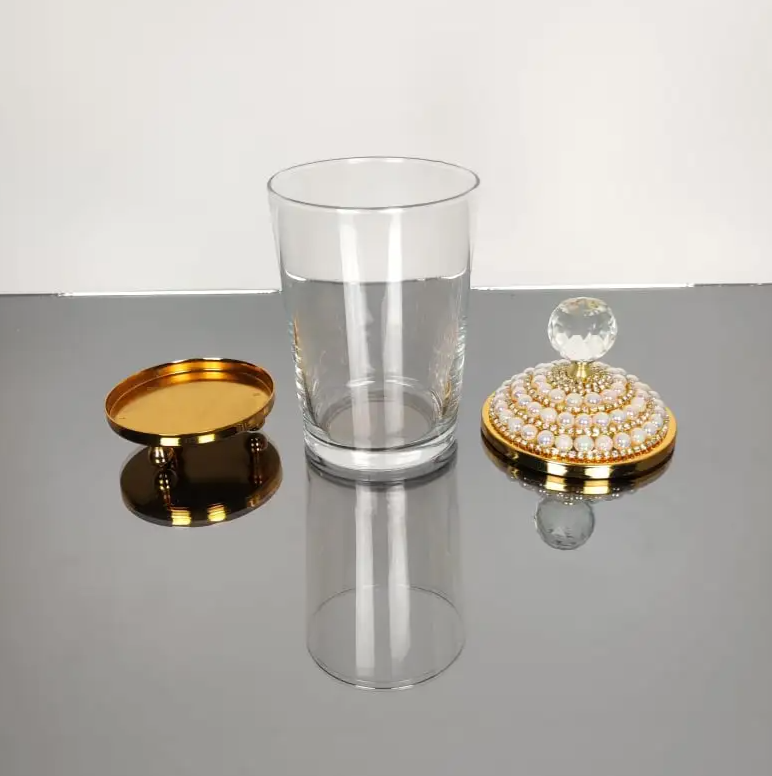 Pearl Gold Canister with Acrylic Ball Lid Sugar/Creamer Canister (Footed)