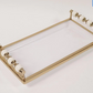 Gold and White RectangularTray with Beaded Handles