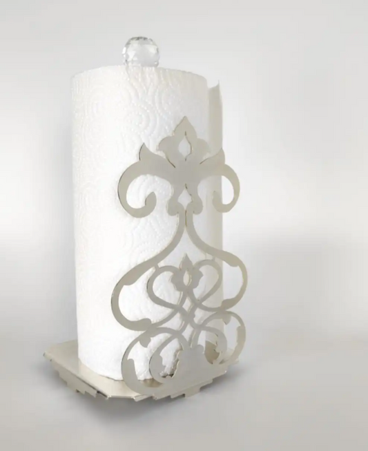 Silver Detailed and Crystal Top Paper Towel Holder