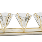 Gold 3-Sec Glass Relish Dish on Marble Stand
