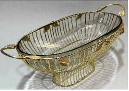 Gold Leaf Oval Bowl with Glass Insert