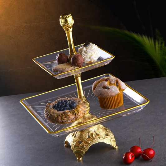 Glass Two Tier Serving Tray (2 Colors)