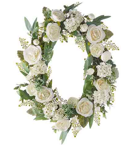 White Rose and Hydrangea Wreath
