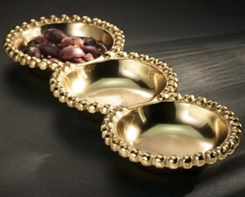 Gold Beaded Glided 3-Sec Snack Tray