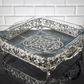 Square Glass Serveware with Metal Base and Handles (2 Colors)