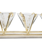 3 Sectional Glass Relish Dish on Marble Base with Gold Brass