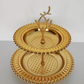 Gold 2-Tier Beaded Serving Branch Stand