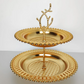 Gold 2-Tier Beaded Serving Branch Stand