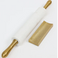 Marble Rolling Pin with Gold Hammered Handles