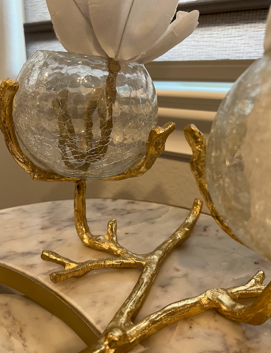 Large Gold Double Branch Vase/Tissue Holder