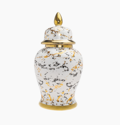 Gold & White Marble Print Ginger Jar