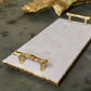 White Marble Rectangle Tray with Gold Handles & Edges