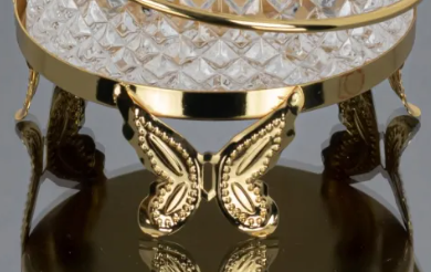 Gold Butterfly Floral Hammered Canister Set With Stand (3 Pieces)