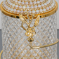Gold Butterfly Floral Hammered Canister Set With Stand Pearls (3 Pieces)