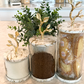 White and Gold Metallic Marble Canisters w/ Leaf Details  (Set of 3)