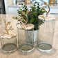 White and Gold Metallic Marble Canisters w/ Leaf Details  (Set of 3)