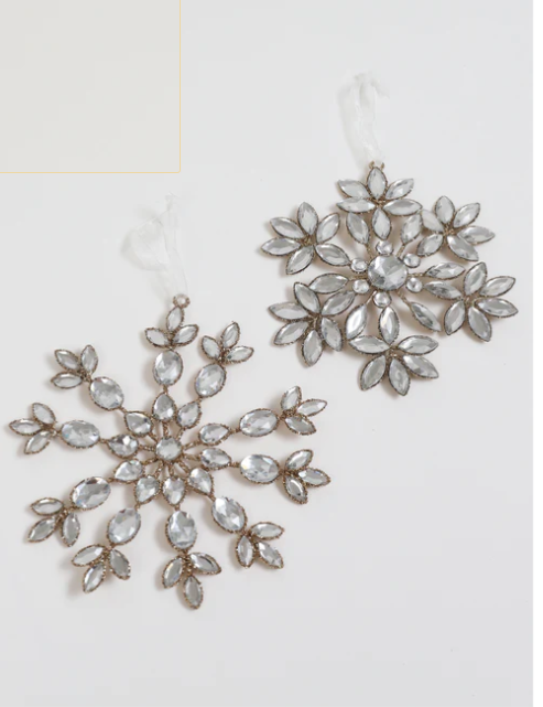 Set of 2 Crystal Snowflake Ornaments