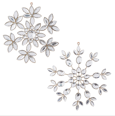 Set of 2 Crystal Snowflake Ornaments