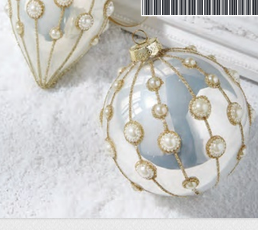 Set of 2 Embellished Pearl Ornaments