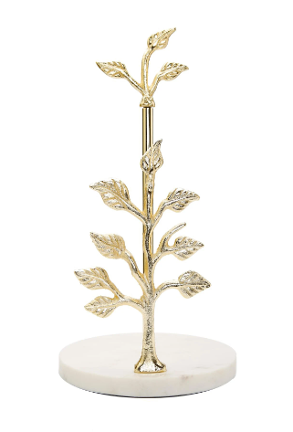 Gold Leaf Paper Towel Holder with Marble Base