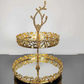 Gold Round Floral Mirrored Tier Serving Tray