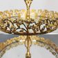 Gold Round Floral Mirrored Tier Serving Tray