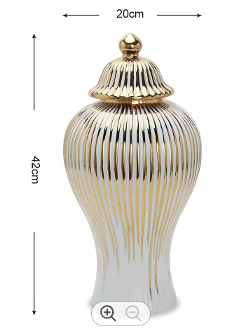 Gold and White Ginger Jar (2 Sizes)