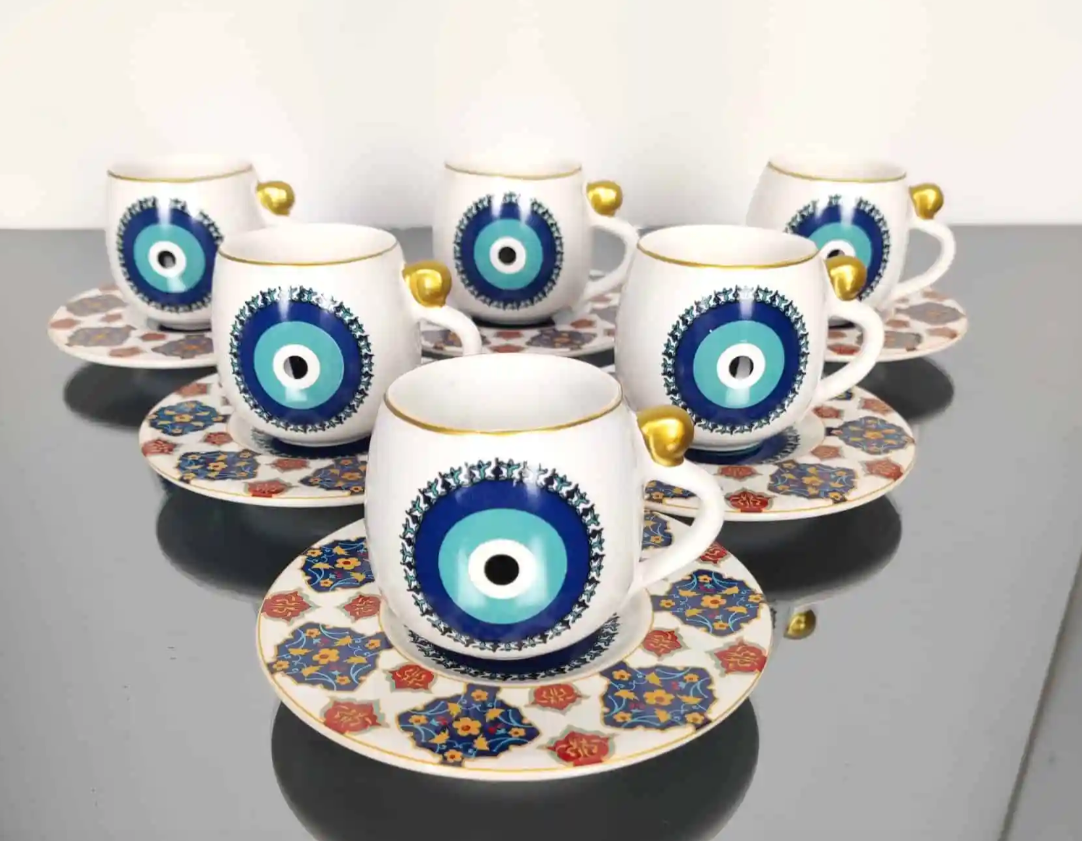 Evil Eye 6 Pcs Tea Cups Set
