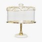 Gold Cake Dome with Footed Marble Base