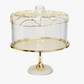 Gold Cake Dome with Footed Marble Base