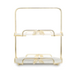 Two Tiered Marble Stand w/ Gold Frame Leaf Details