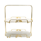 Two Tiered Marble Stand w/ Gold Frame Leaf Details