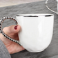 Silver and White  Beaded Handle Mug